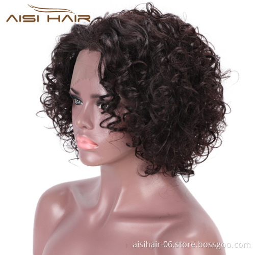 Aisi Hair Lace Front Human Hair Short Wavy Bob Wigs Brazilian  Kinky Afro Curly Frontal Natural Black Wigs for Black Women
